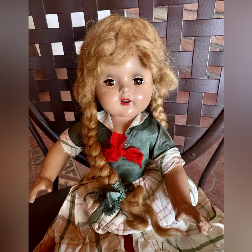 Antique Vintage Old Composition Doll Original Mohair Wig and Shoes Pretty Doll!